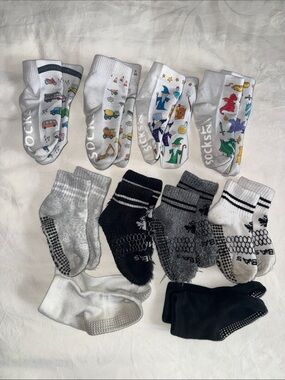Bundle of 10 BOMBAS and other fav Kids grippy Crew Socks